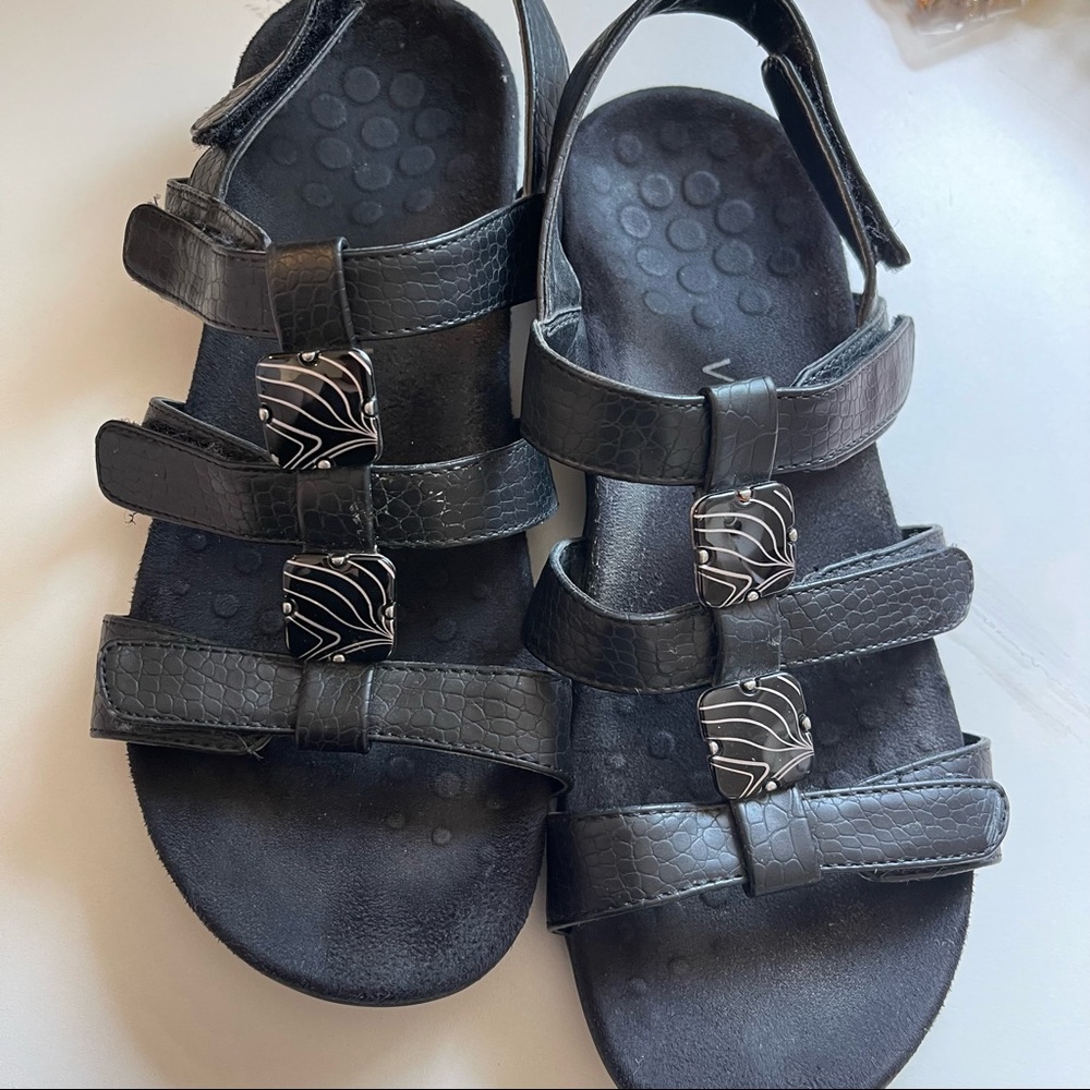 Vionic Amber Adjustable Sandals Black Crocodile 7 - image 3